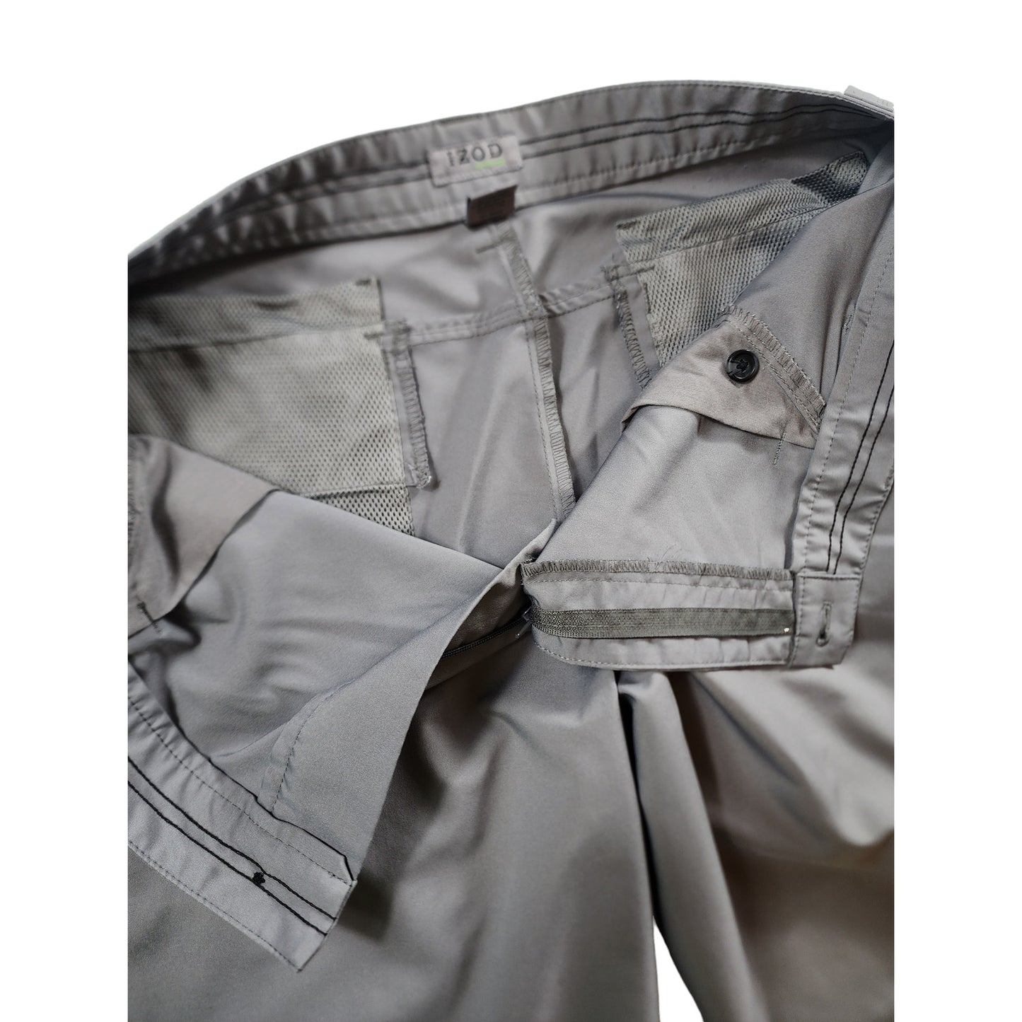 IZOD Golf Shorts Mens Size 36 Gray XFG Chino Flat Pockets Belt Loops Summer