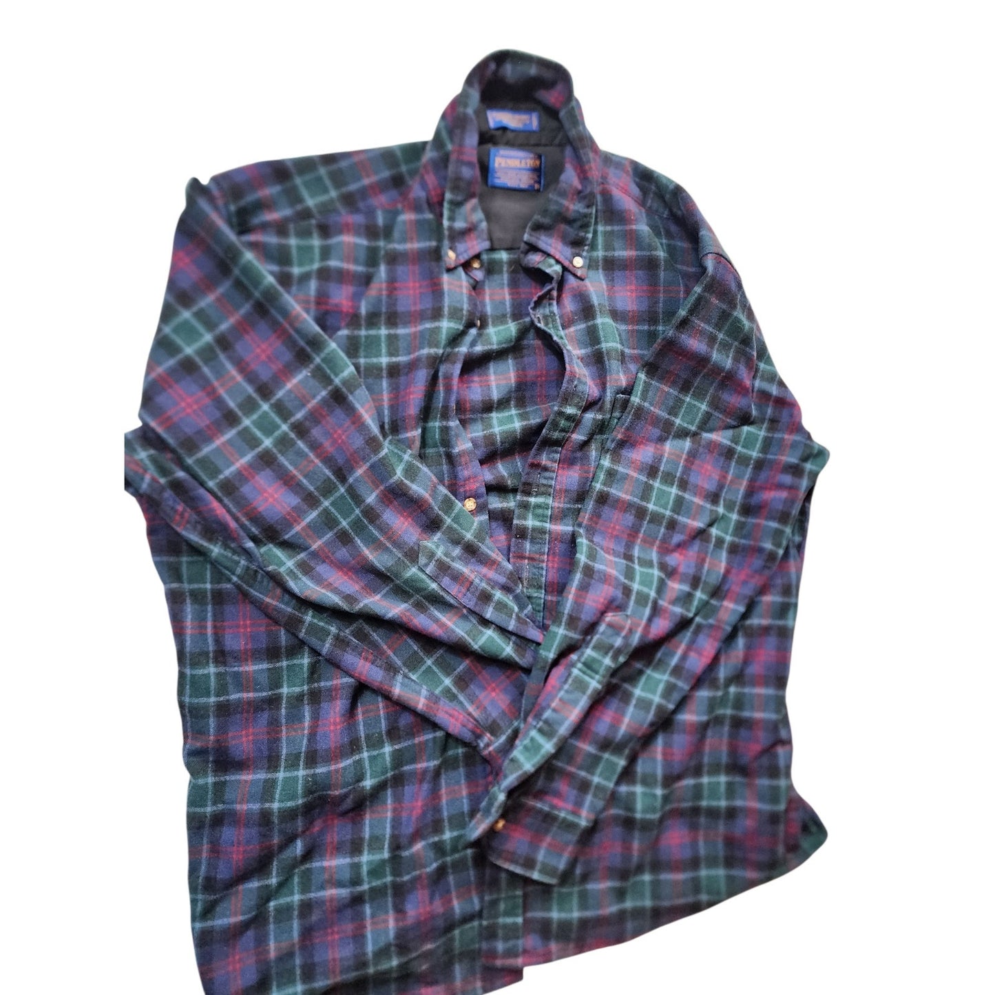Pendleton Fireside Flannel Shirt Mens Large Wool Tartan Plaid Vintage Lumberjack