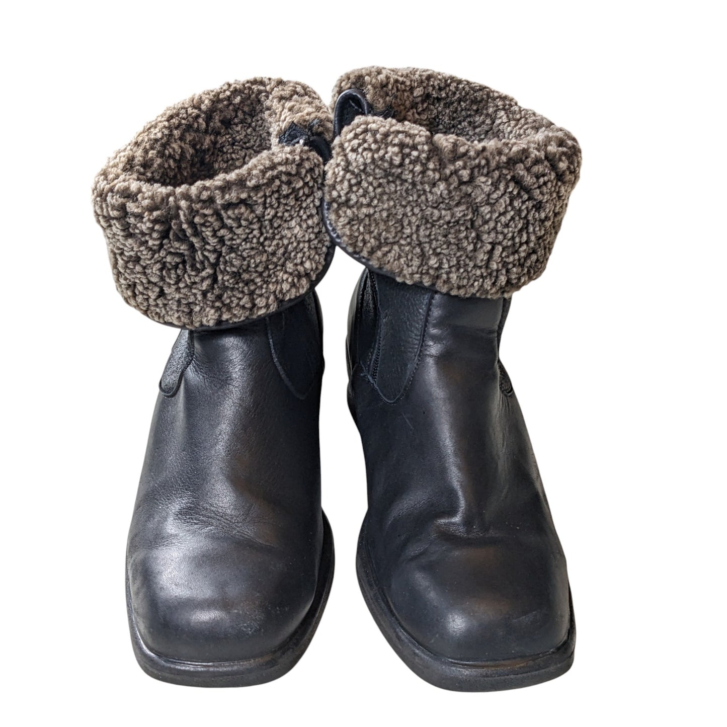 Toe Warmers Boots Womens 9 WW Leather Winter Snow Faux Sherpa Lined Anti Slip