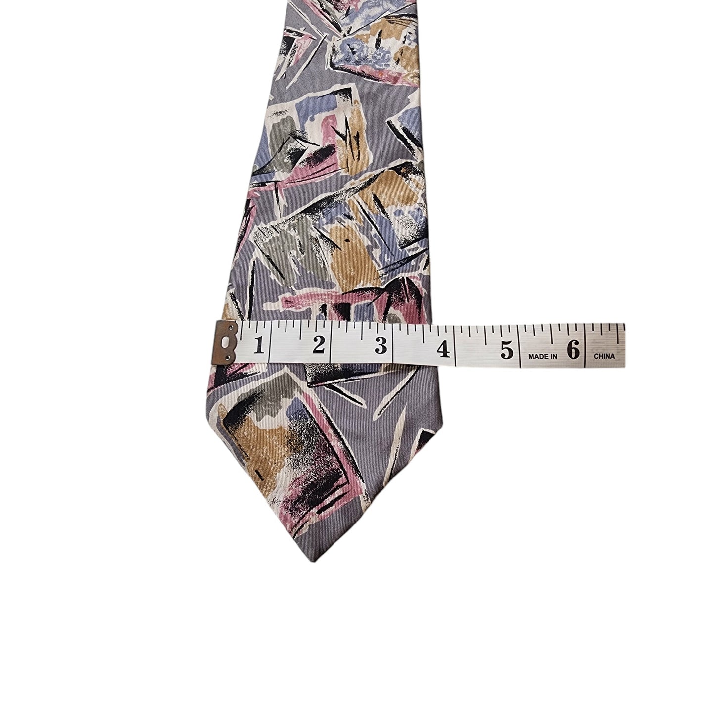 Oscar de la Renta Abstract Art Silk Men Necktie Gray Pink Beige Neckwear Stylish