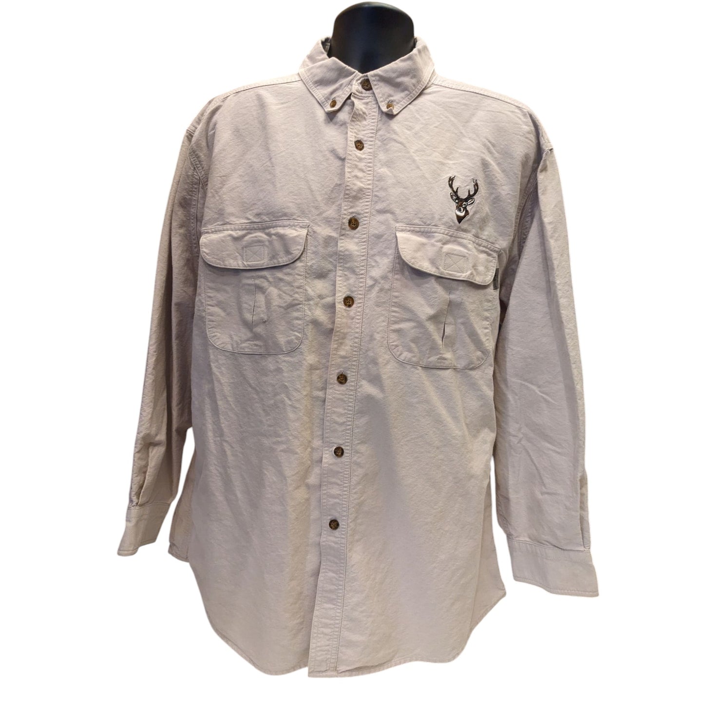 Woolrich Shirt Mens XL Hunting Button Up Deer Embroidered Workwear Vintage