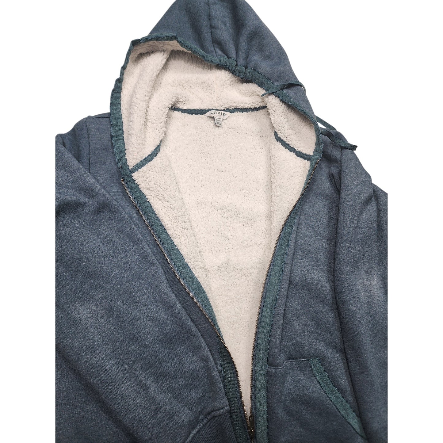 Orvis Sherpa Full Zip Hoodie Jacket XL Kangaroo Cozy Mountainwear Gorpcore Cabin