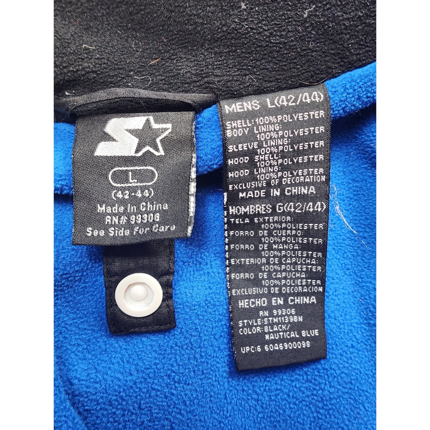 Vintage Starter Ski Jacket Mens Large Hooded Blue 90s Y2K Winter Coat Snow Retro