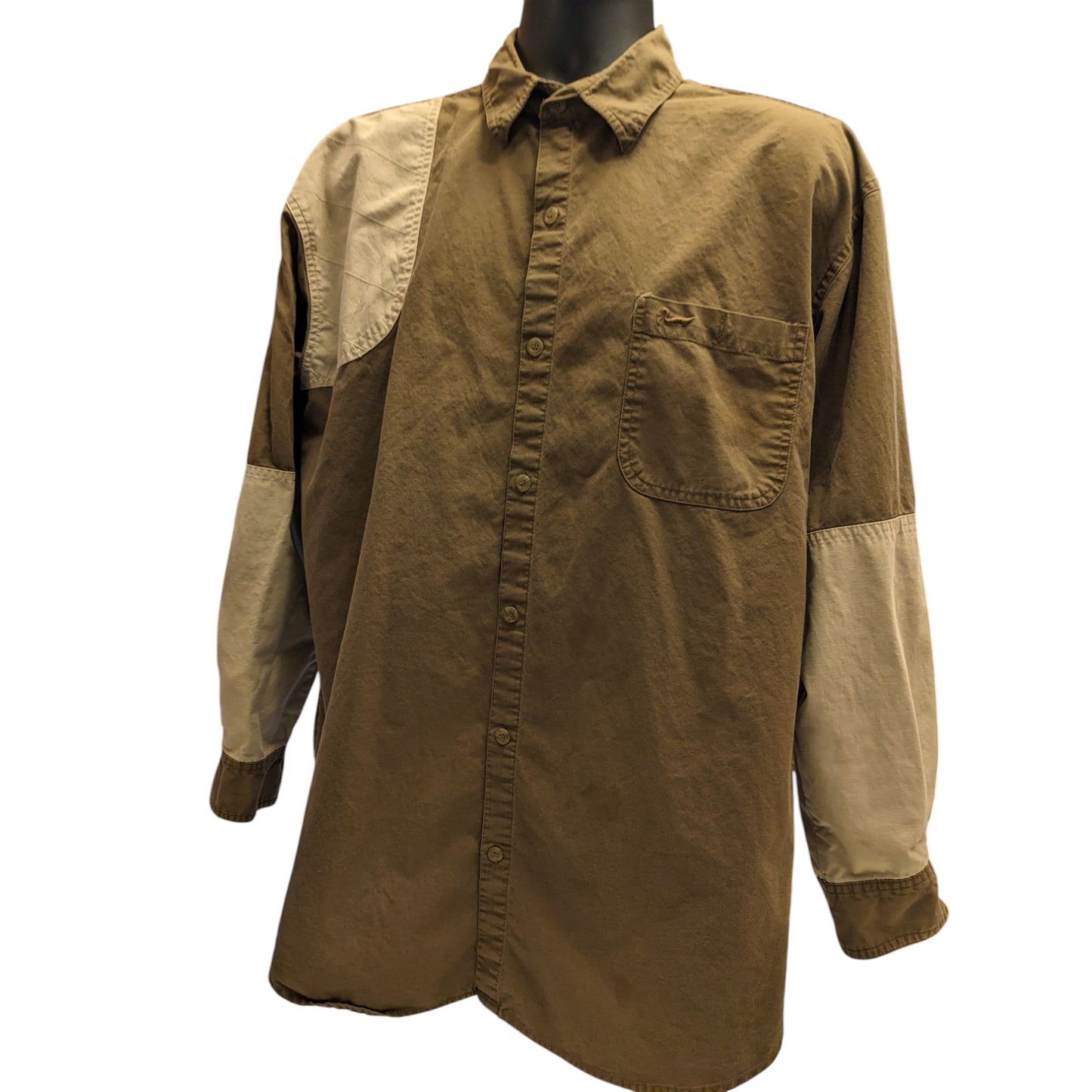 Vintage Duxbak Shirt Mens XL Hunting Long Sleeve Shooting Patch Work Outdoorsman