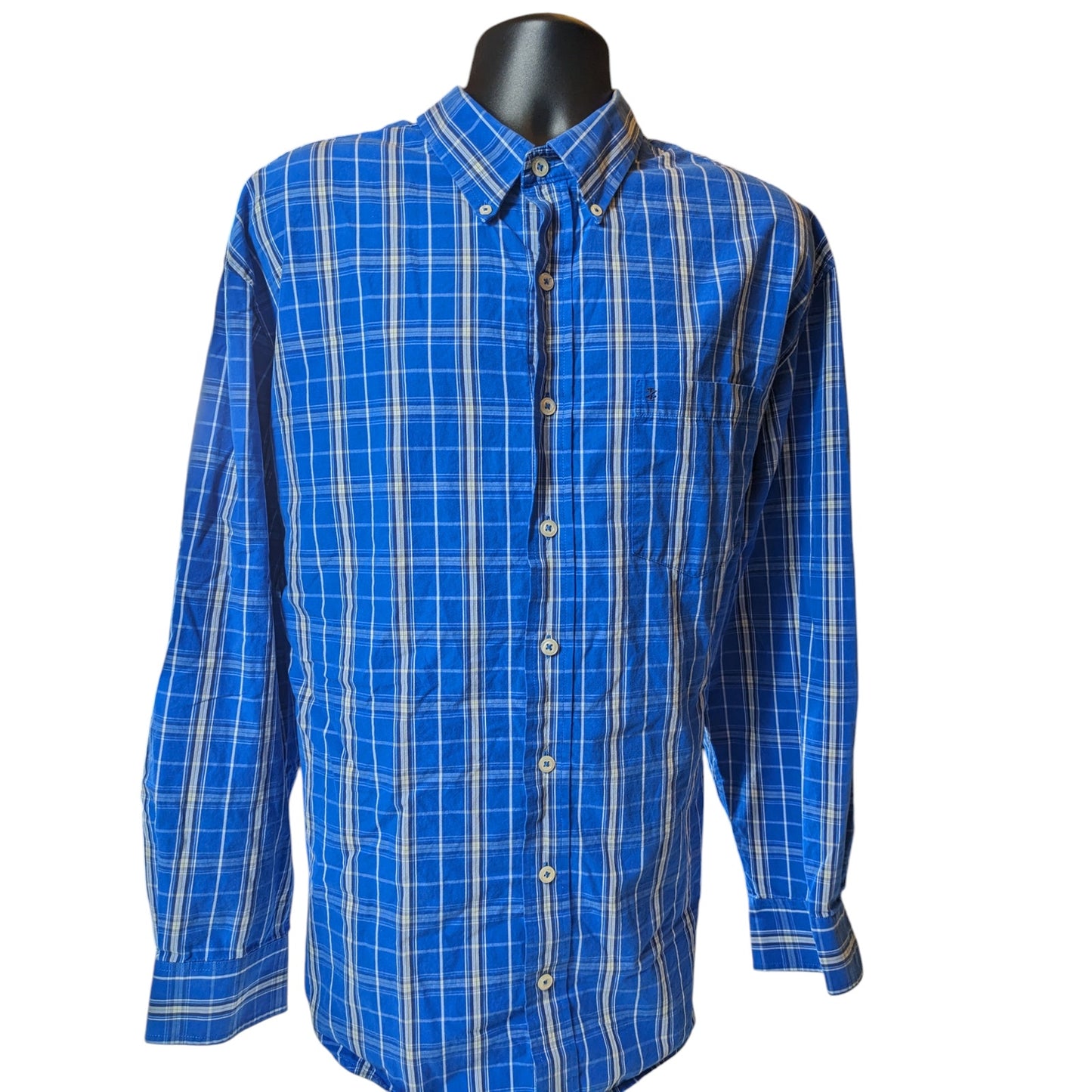 Izod Shirt Mens 2XL Plaid Button Down Long Sleeve Classic Fit Pockets Collar