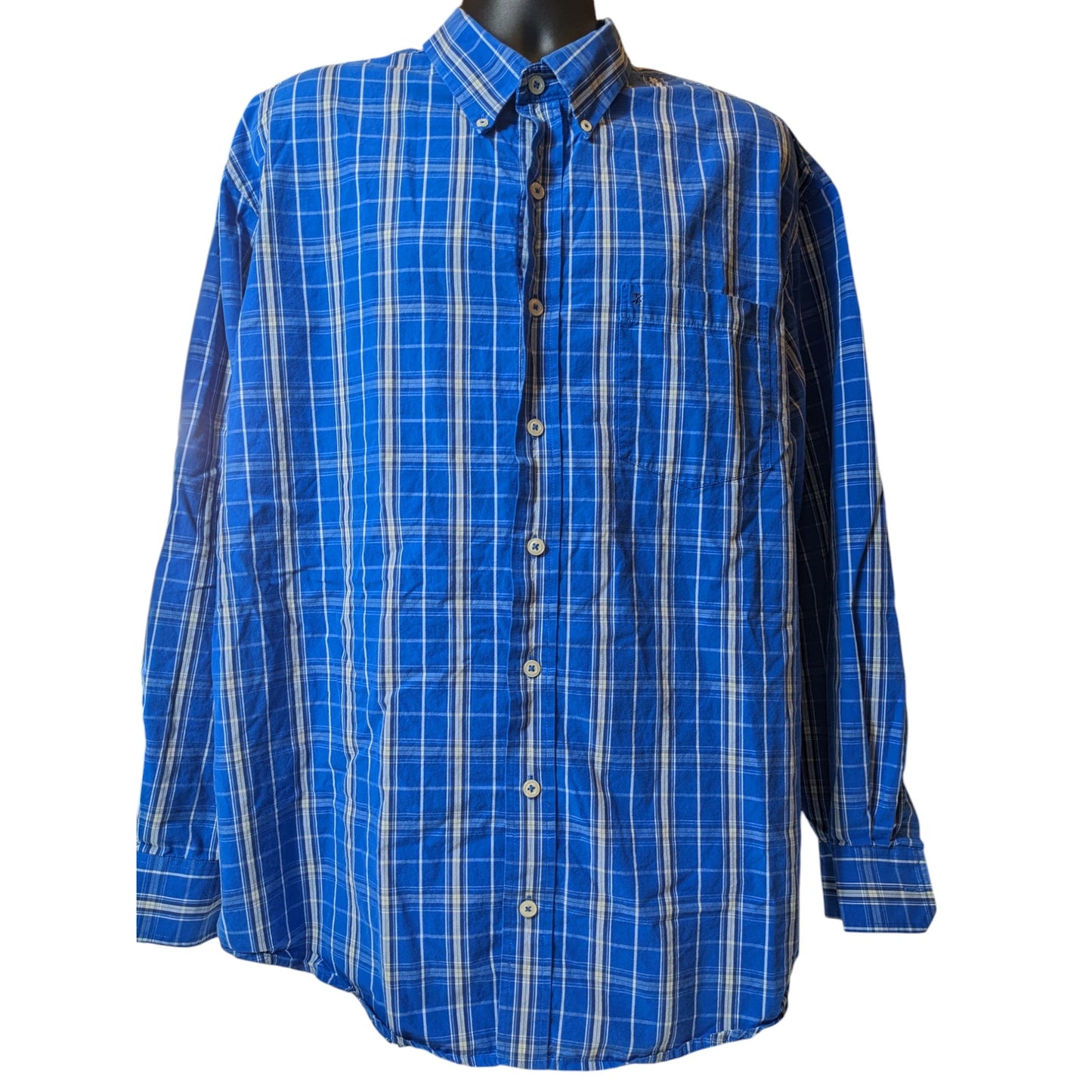 Izod Shirt Mens 2XL Plaid Button Down Long Sleeve Classic Fit Pockets Collar