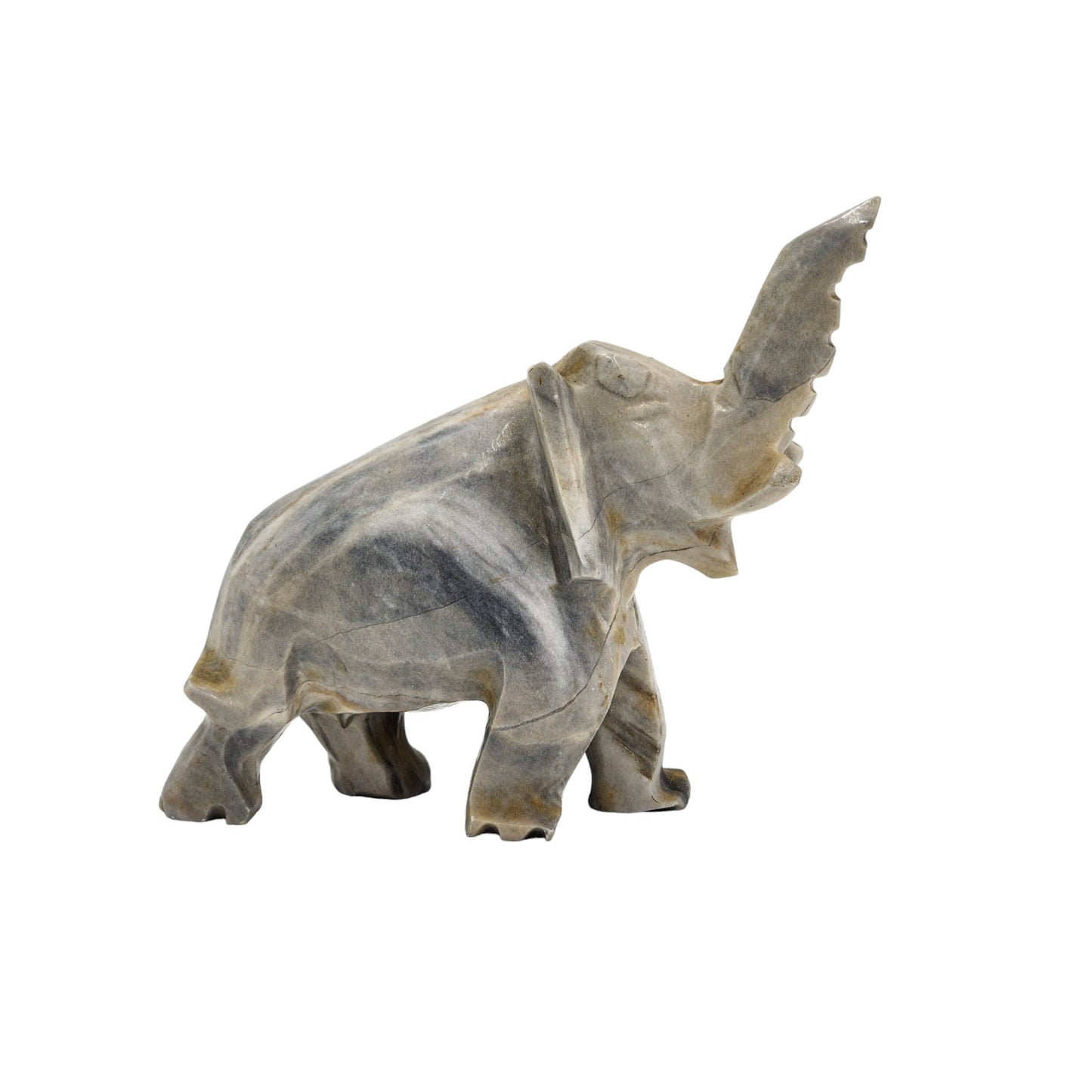Stone Elephant Figurine Statue Gray Wildlife Shelf Ornament Safari Animal Art 6"