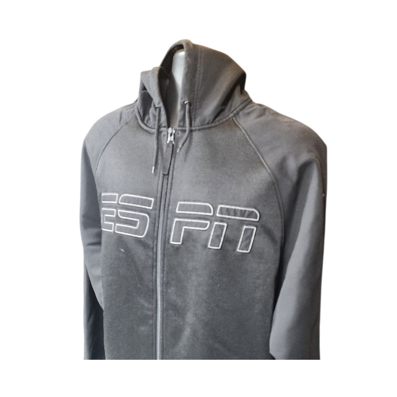 ESPN Hoodie Sweatshirt Mens Large Full Zip Athletic Jacket Gym Kangaroo Pockets