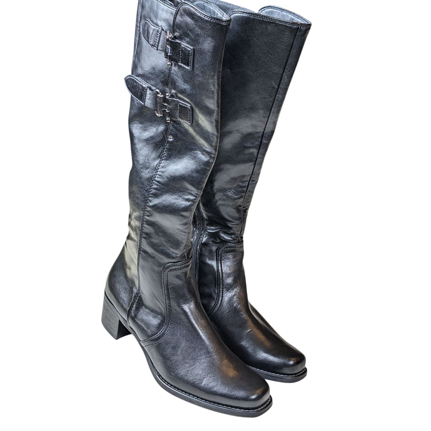 Paul Green Boots Womens 6.5 Leather Knee High Tall Riding Buckle Equestrian