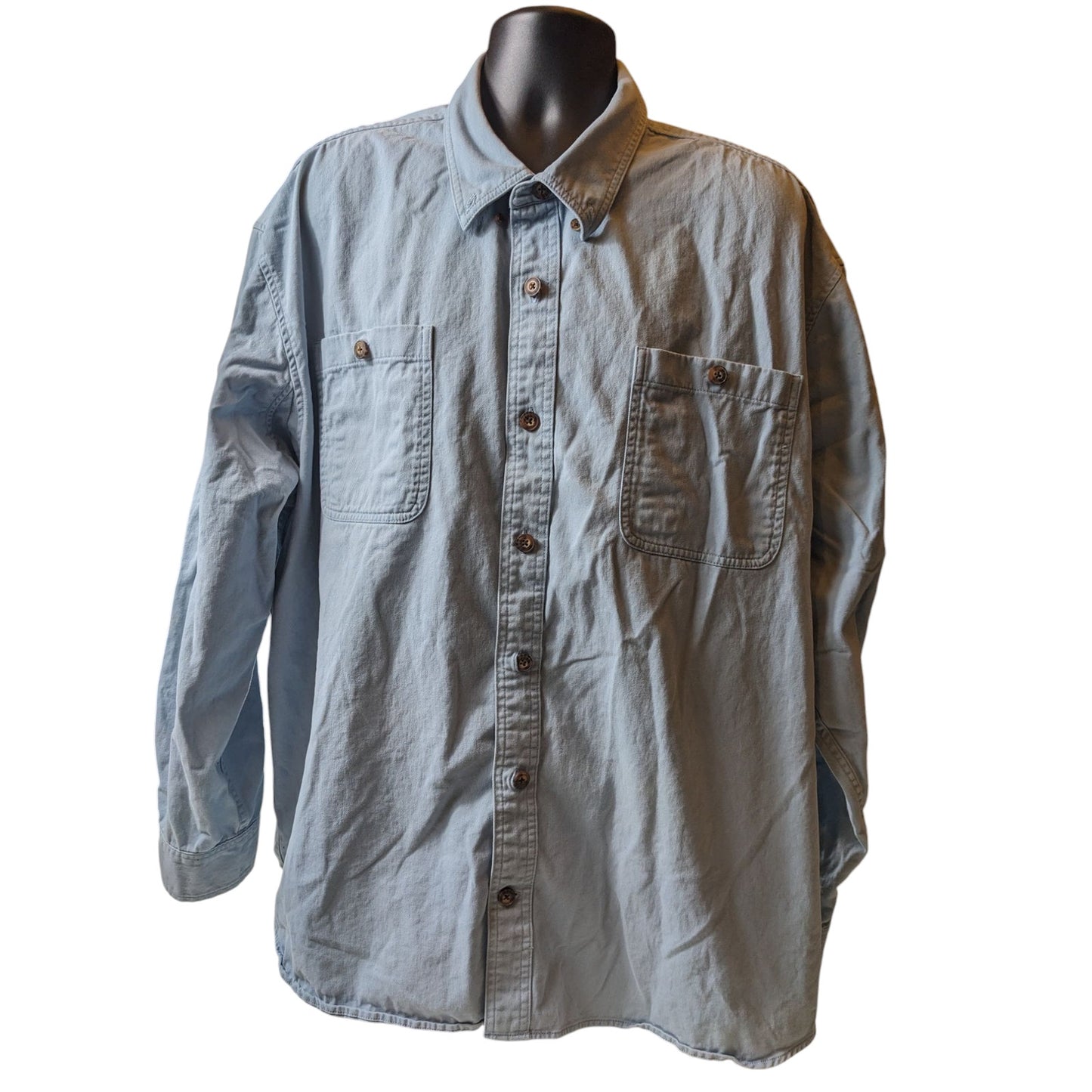 Duluth Trading Shirt Men 3XL Button Up Long Sleeve Workwear Chest Pockets Rugged