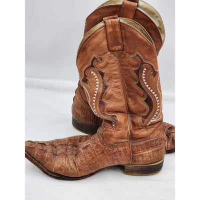 Holster Cowboy Boots Mens Size 9 Mexico Western Pointed Toe Distressed Exotic