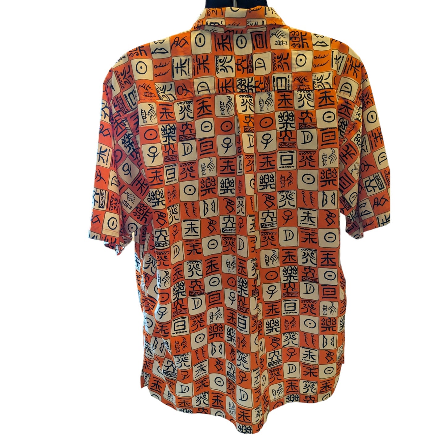 Spirit First Shirt Mens Large Tall Short Sleeve Hawaiian Abstract Bold Orange
