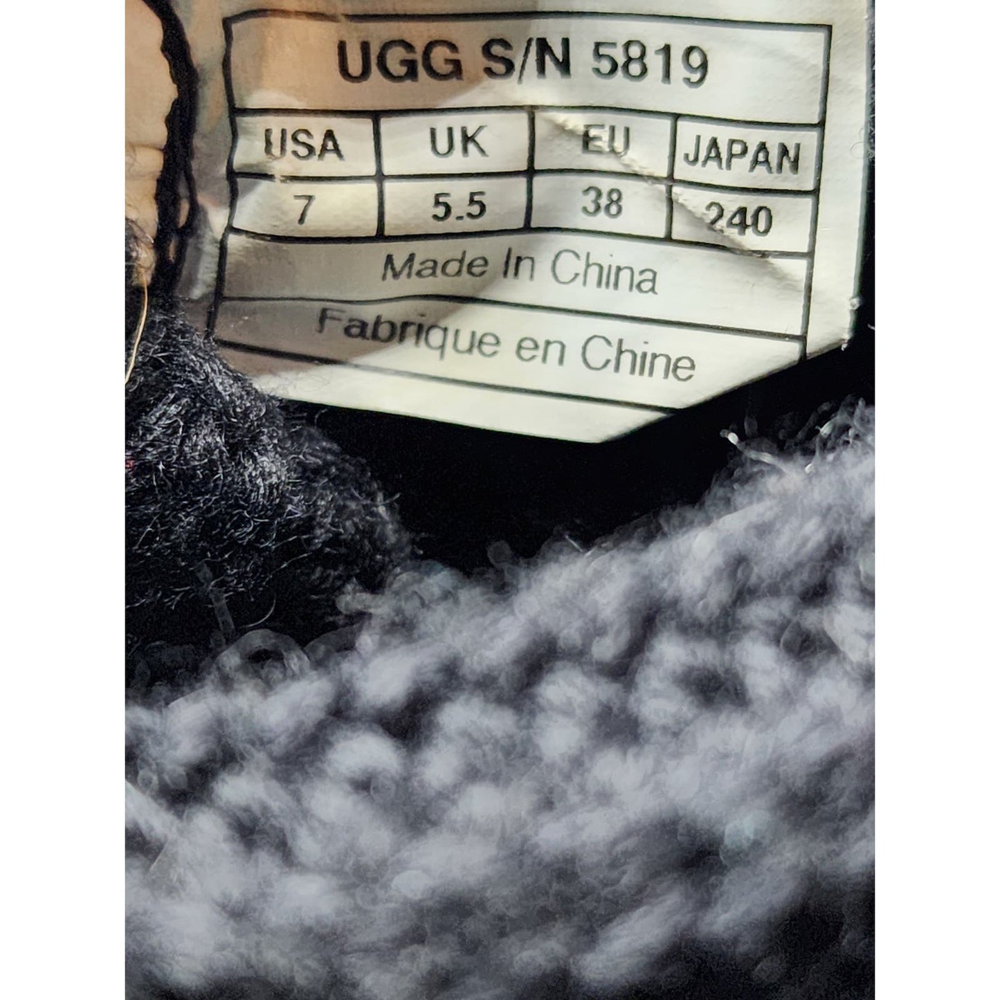 Ugg Boots Women Classic Cardy Winter Knitted Size 7 Black 5819 Mid Calf To Tall