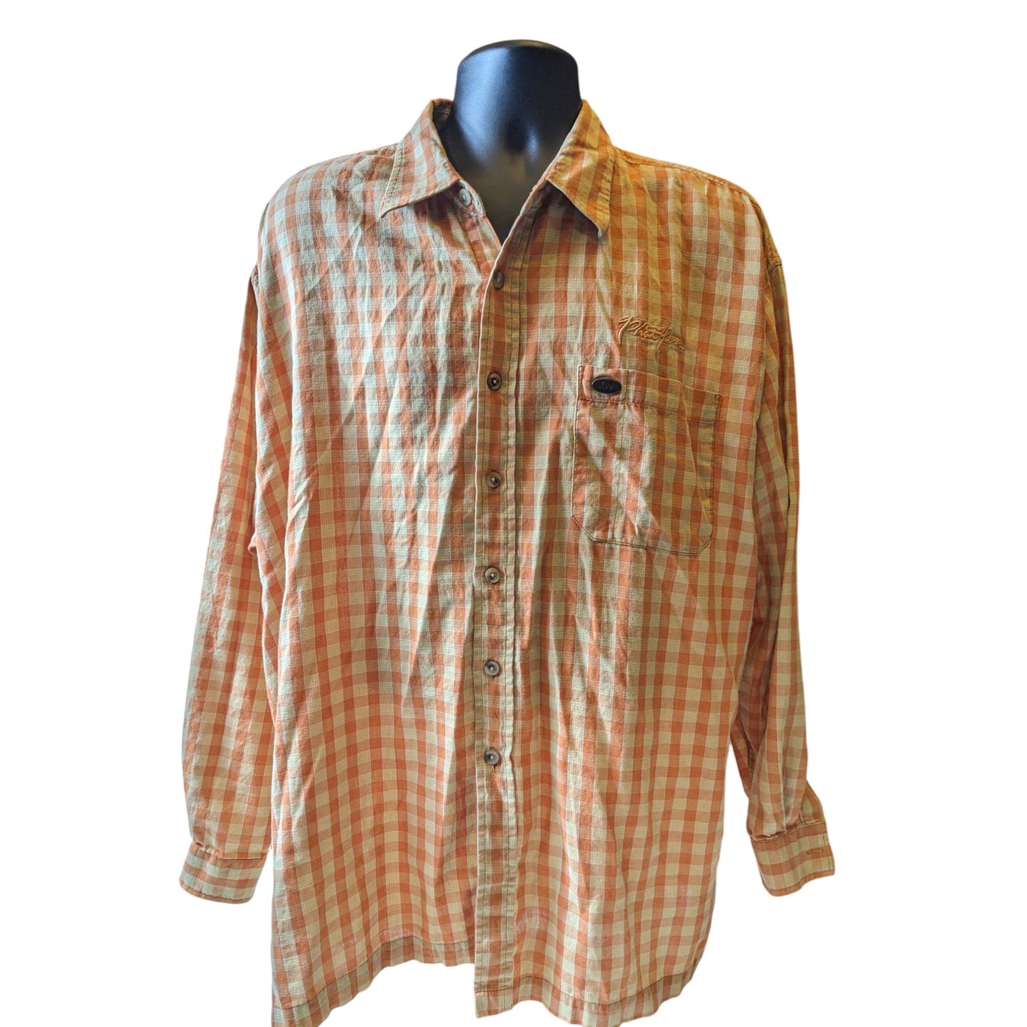 Vintage Phat Farm Shirt Mens XL Button Up Plaid Long Sleeve Checkered Streetwear