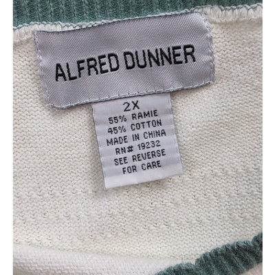 Alfred Dunner Cardigan Women 2X Knit Sweater Striped Ramie Button Front Layering