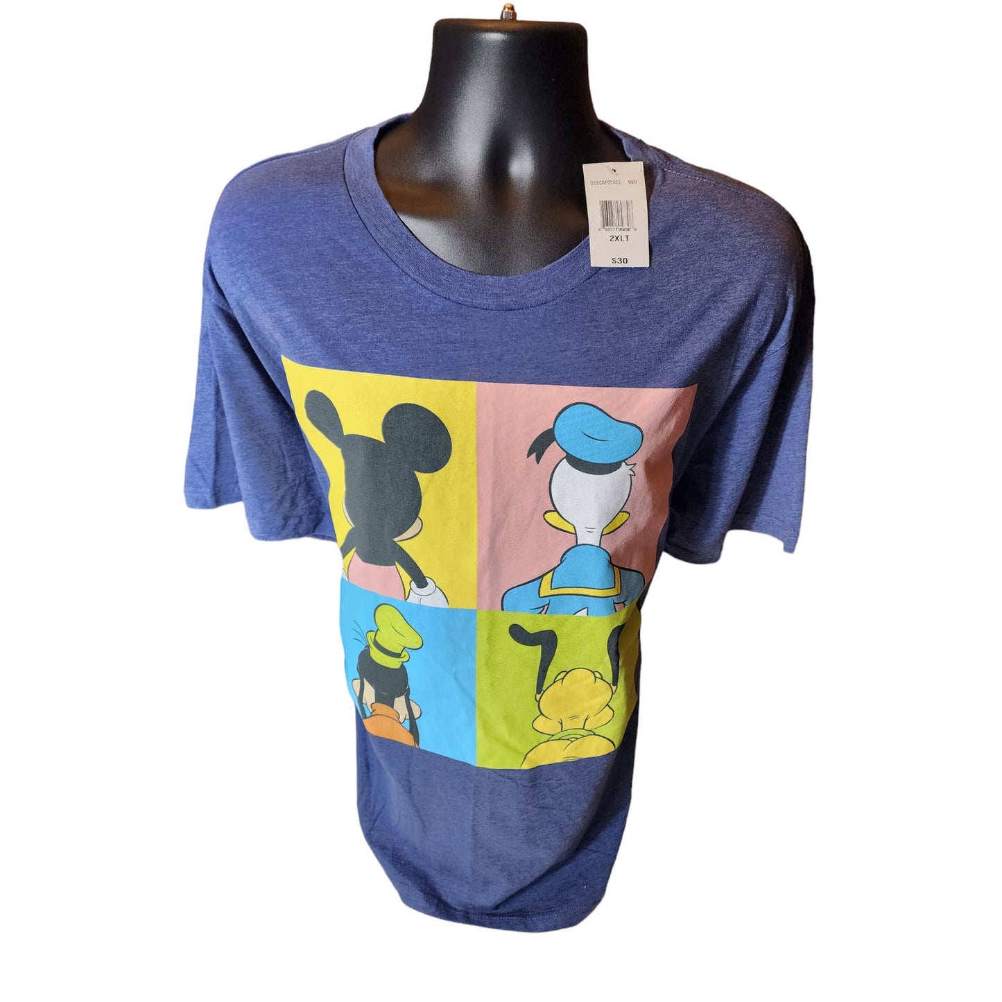 Disney T Shirt Mens 2XLT Mickey Donald Goofy Pluto Graphic Tee Retro Animated