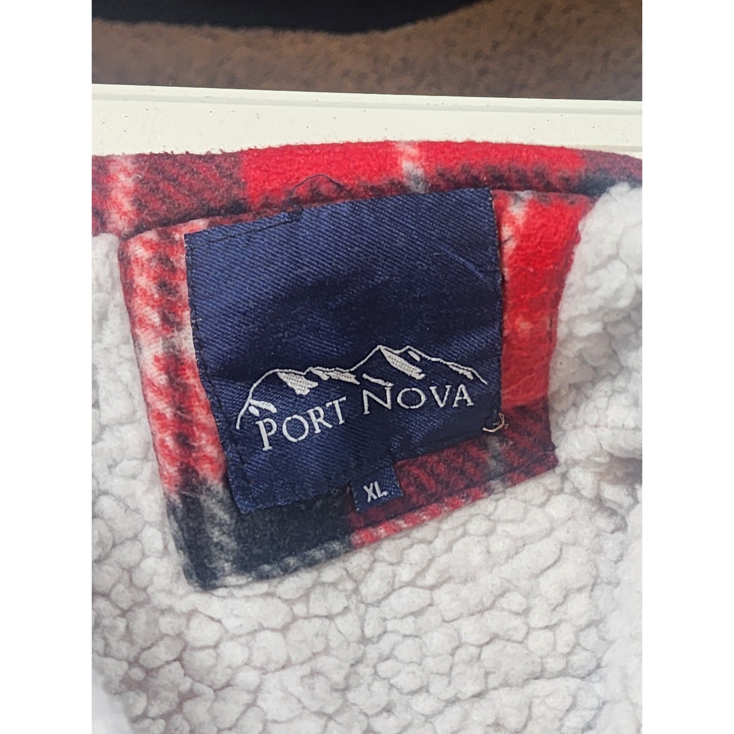 Port Nova Plaid Sherpa Zip Shirt Jacket Men XL Flannel Buffalo Hiking Lumberjack