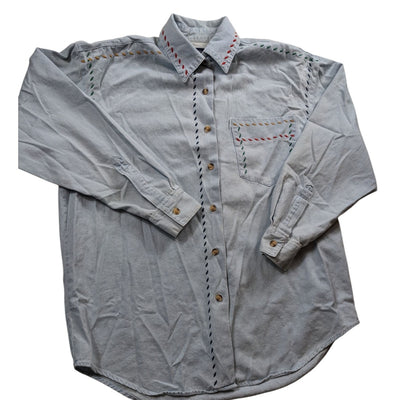 Vintage Solutions Denim Style Shirt Women Medium Embroidered Button Boho Western