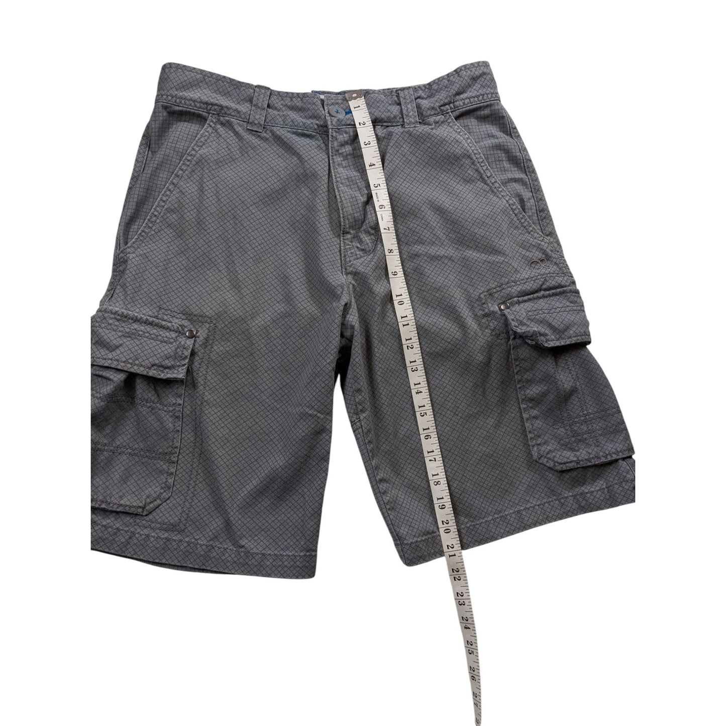 Ocean Pacific OP Mens 34 Cargo Shorts Utility Pockets Checkered Grid Pattern