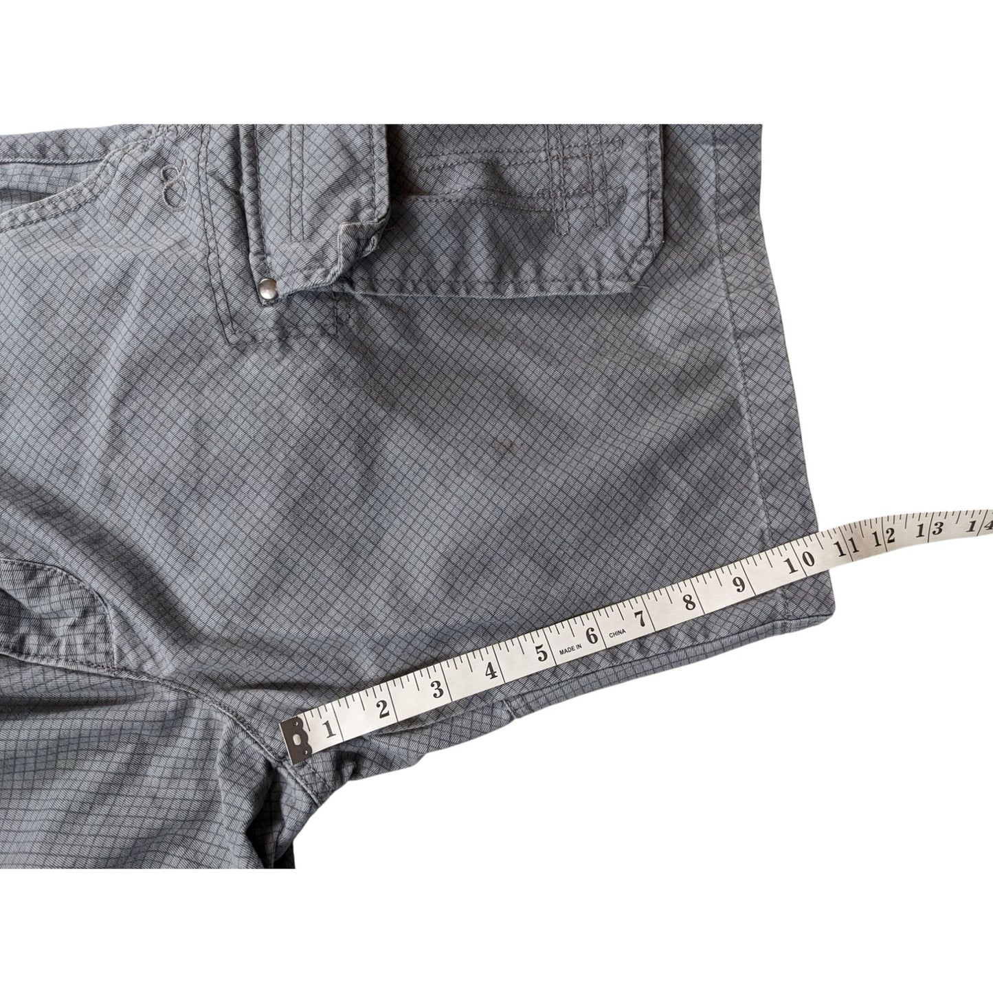 Ocean Pacific OP Mens 34 Cargo Shorts Utility Pockets Checkered Grid Pattern