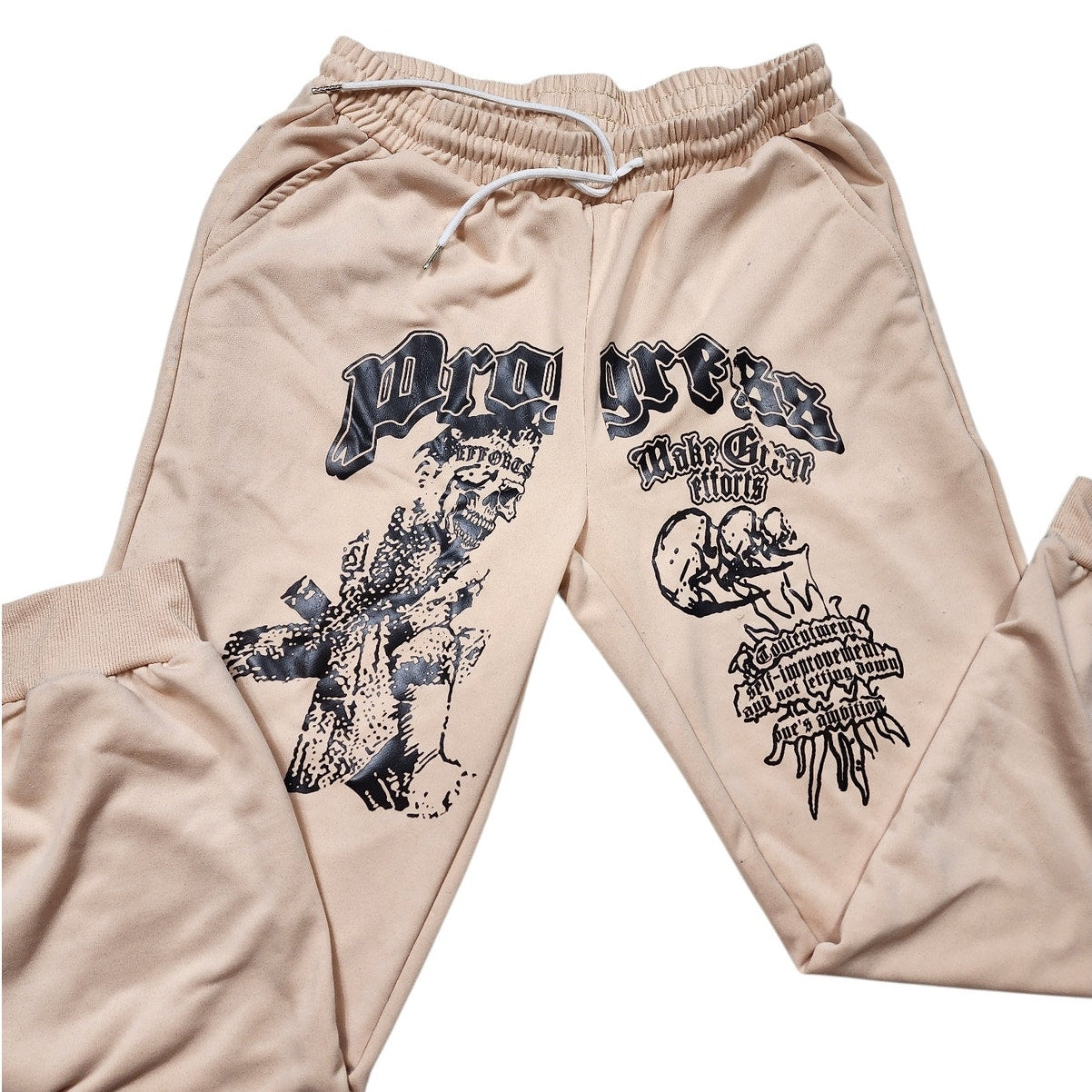 Graphic Sweatpants Jogger Medium Skull Streetwear Gothic Y2K Progress Motivation