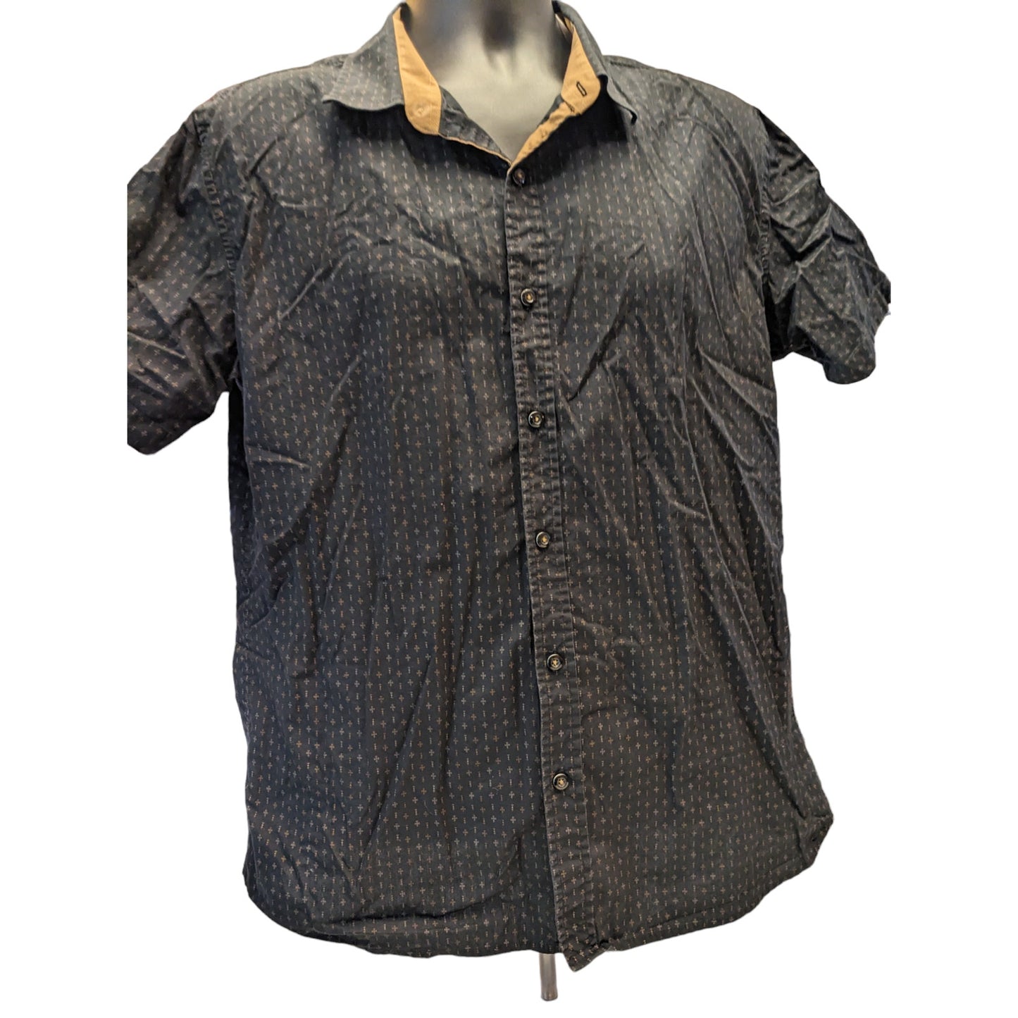 Franky Max Shirt Mens XL Short Sleeve Button Casual Collared Geometric Pattern