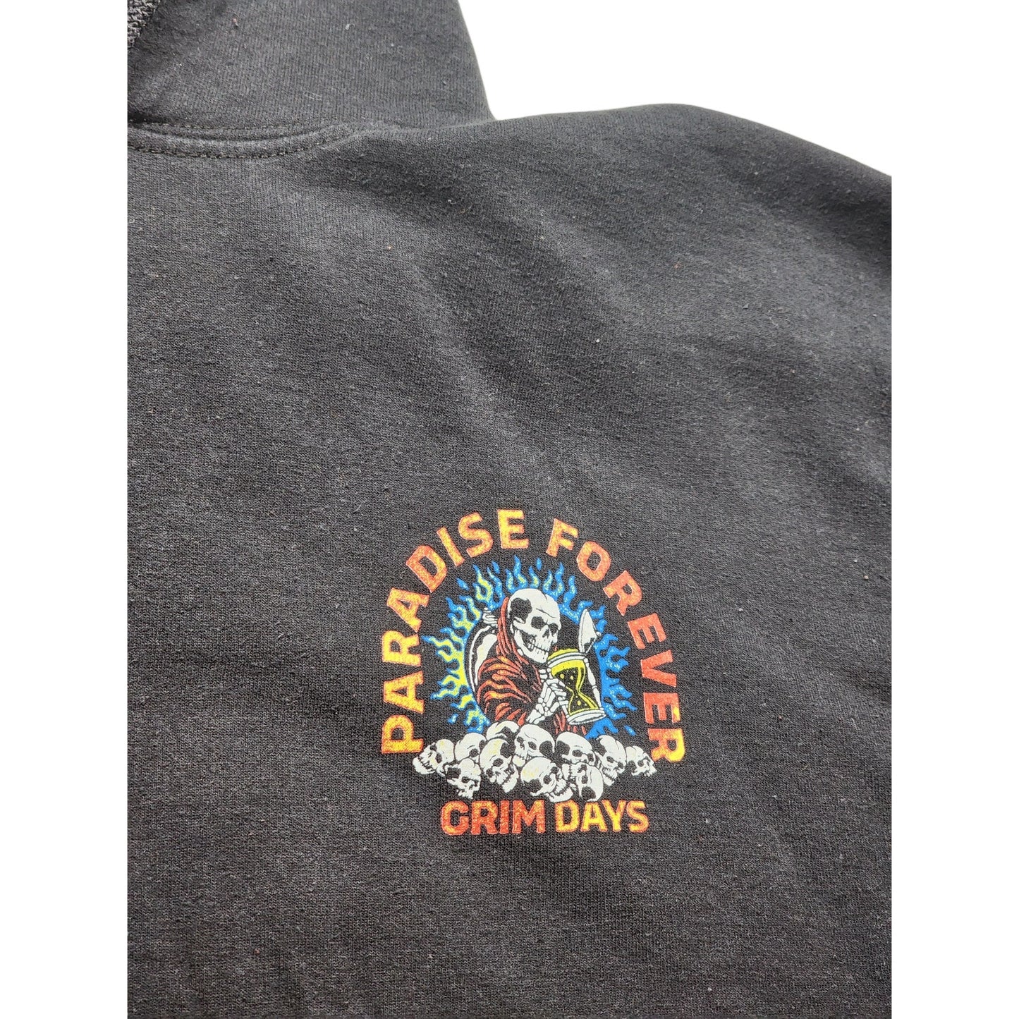 Grim Days Hoodie Men XL Graphic Skull GrimReaper Sweatshirt Paradise Forever Y2K