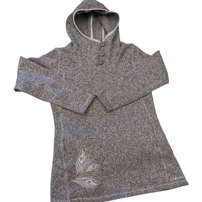 Cabelas Hoodie Tunic Sweater Womens Medium Funnel Neck Pullover Embroidered Cozy