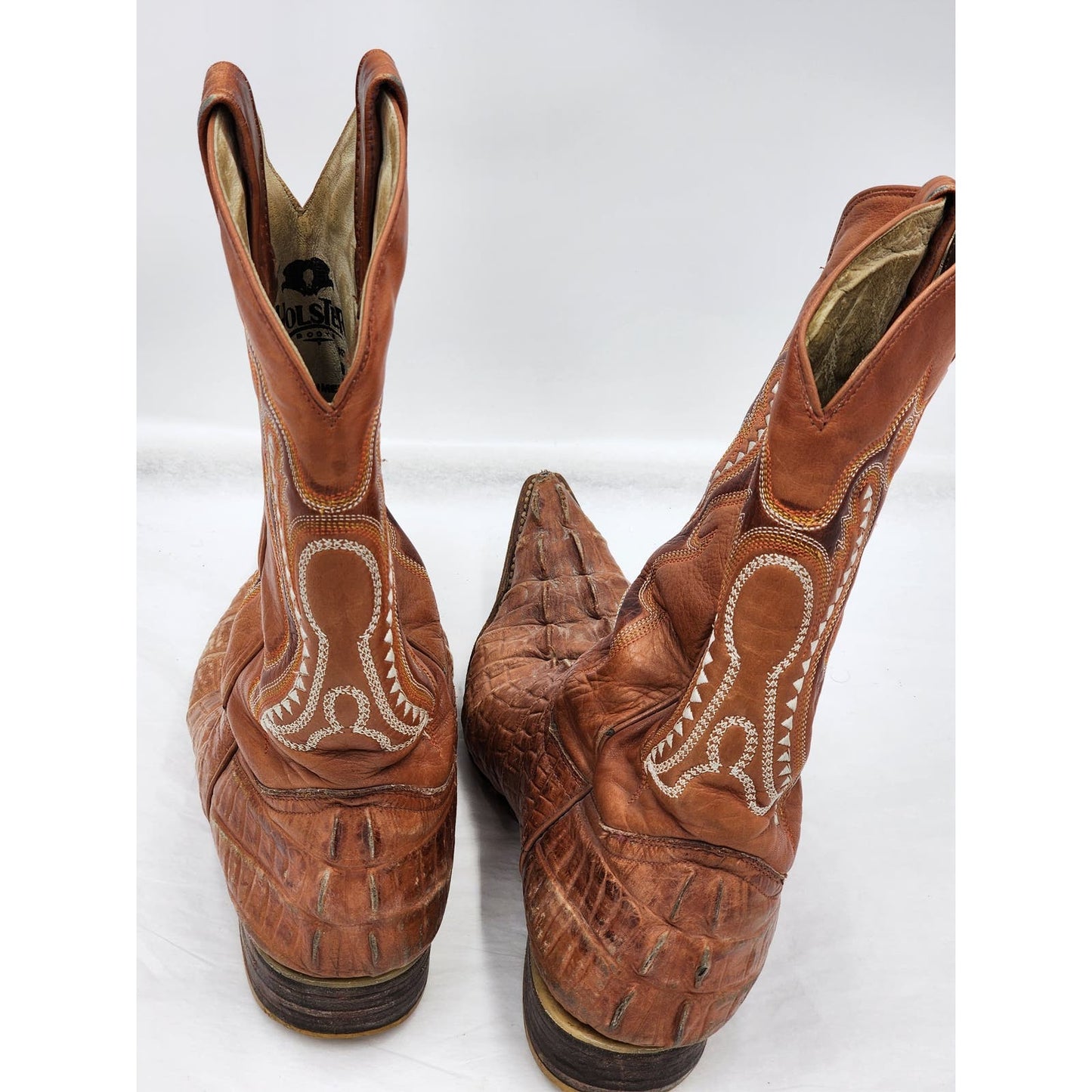 Holster Cowboy Boots Mens Size 9 Mexico Western Pointed Toe Distressed Exotic