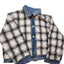 En Creme Quilted Plaid Denim Jacket Womens Medium Shacket Collar Snap Cozy Y2K