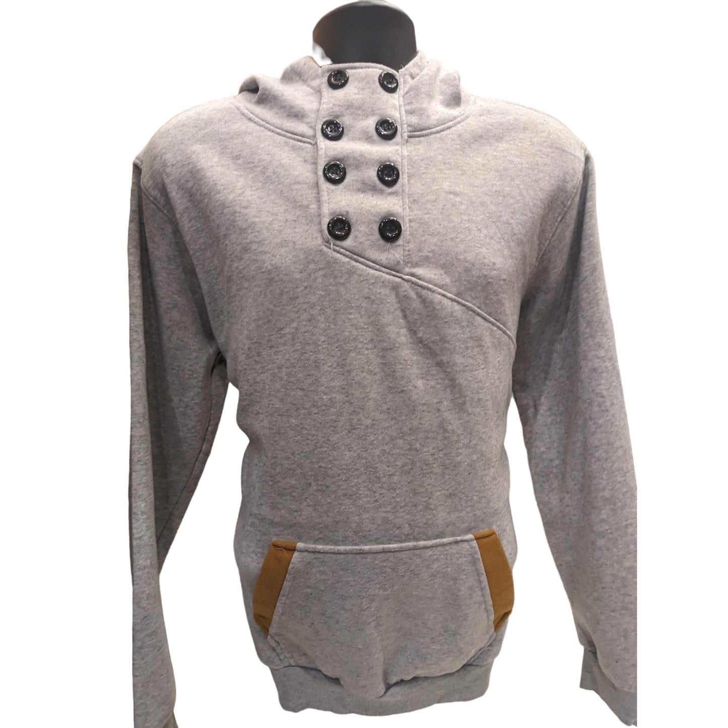 SPOP Hoodie Sweatshirt Womens XXL Pullover Buttons Gray Brown Athleisure Urban