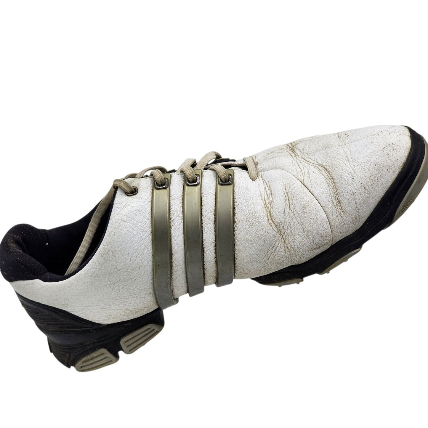 Adidas Golf Shoes Tour360 Mens 9 White Leather FitFOAM Climaproof Spiked 791003