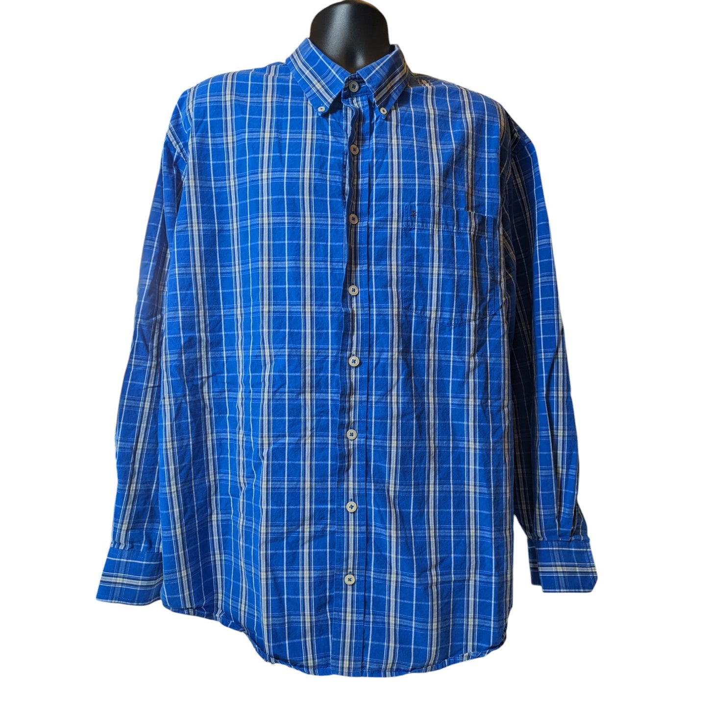 Izod Shirt Mens 2XL Plaid Button Down Long Sleeve Classic Fit Pockets Collar