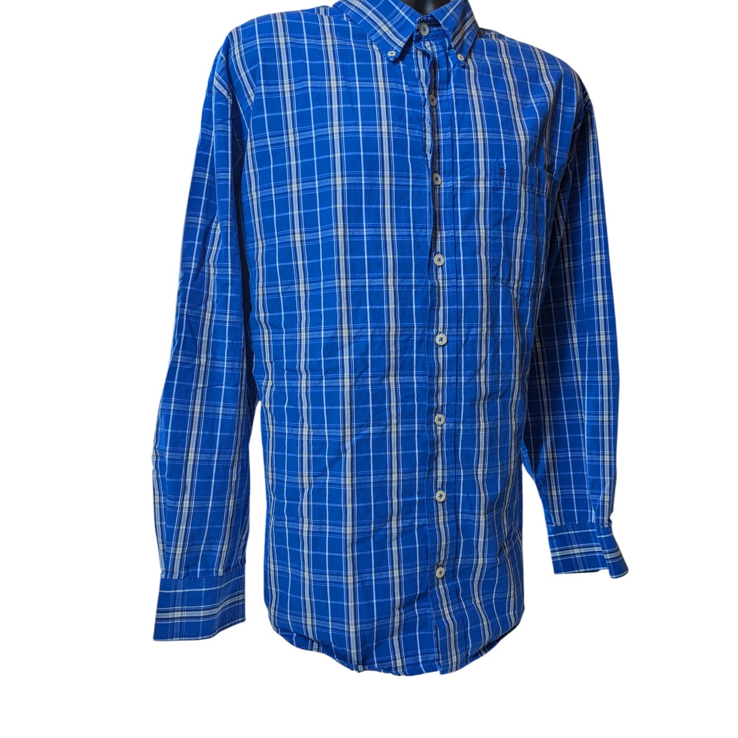 Izod Shirt Mens 2XL Plaid Button Down Long Sleeve Classic Fit Pockets Collar