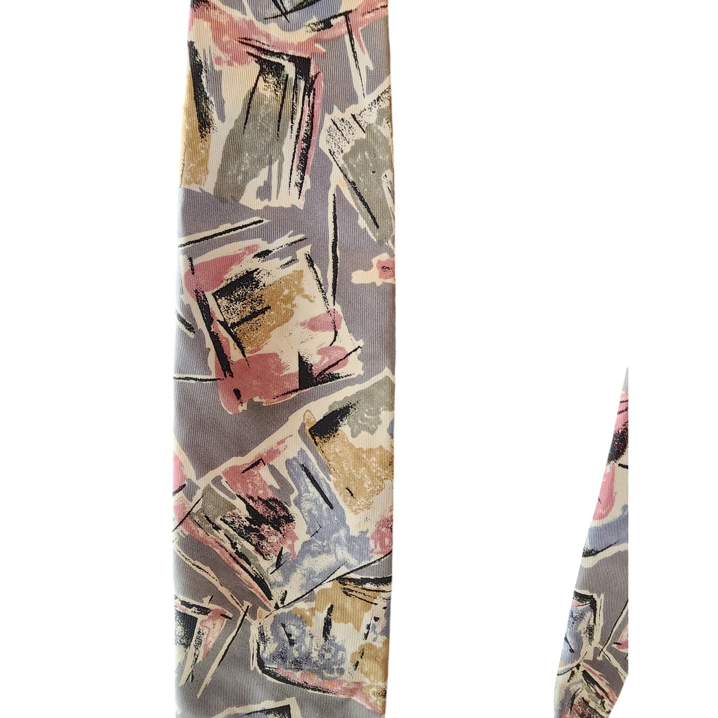 Oscar de la Renta Abstract Art Silk Men Necktie Gray Pink Beige Neckwear Stylish