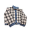 En Creme Quilted Plaid Denim Jacket Womens Medium Shacket Collar Snap Cozy Y2K