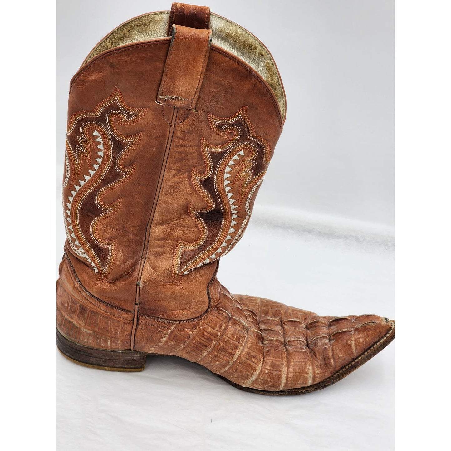 Holster Cowboy Boots Mens Size 9 Mexico Western Pointed Toe Distressed Exotic