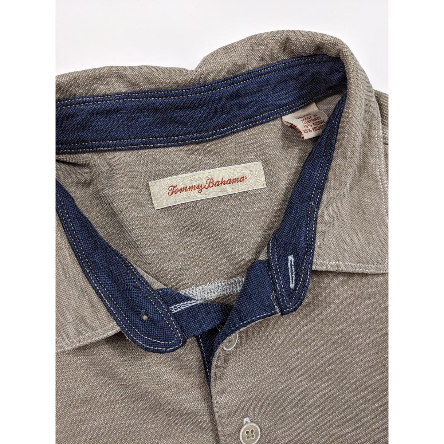 Tommy Bahama Polo Shirt Long Sleeve Mens XL Denim Gray Modal Palmetto Paradise