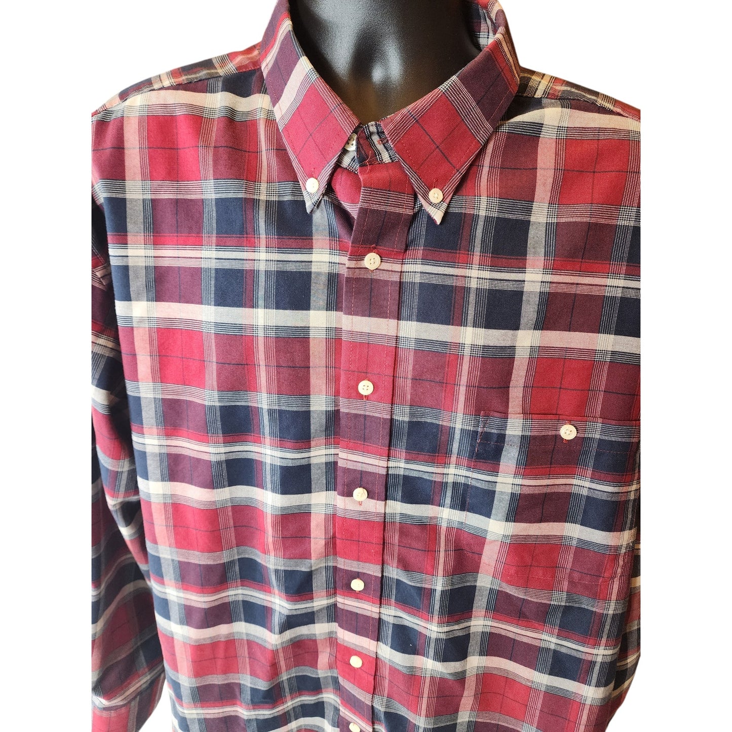 Towncraft Plaid Shirt Mens XXL Button Down Wrinkle Free Long Sleeve Front Pocket