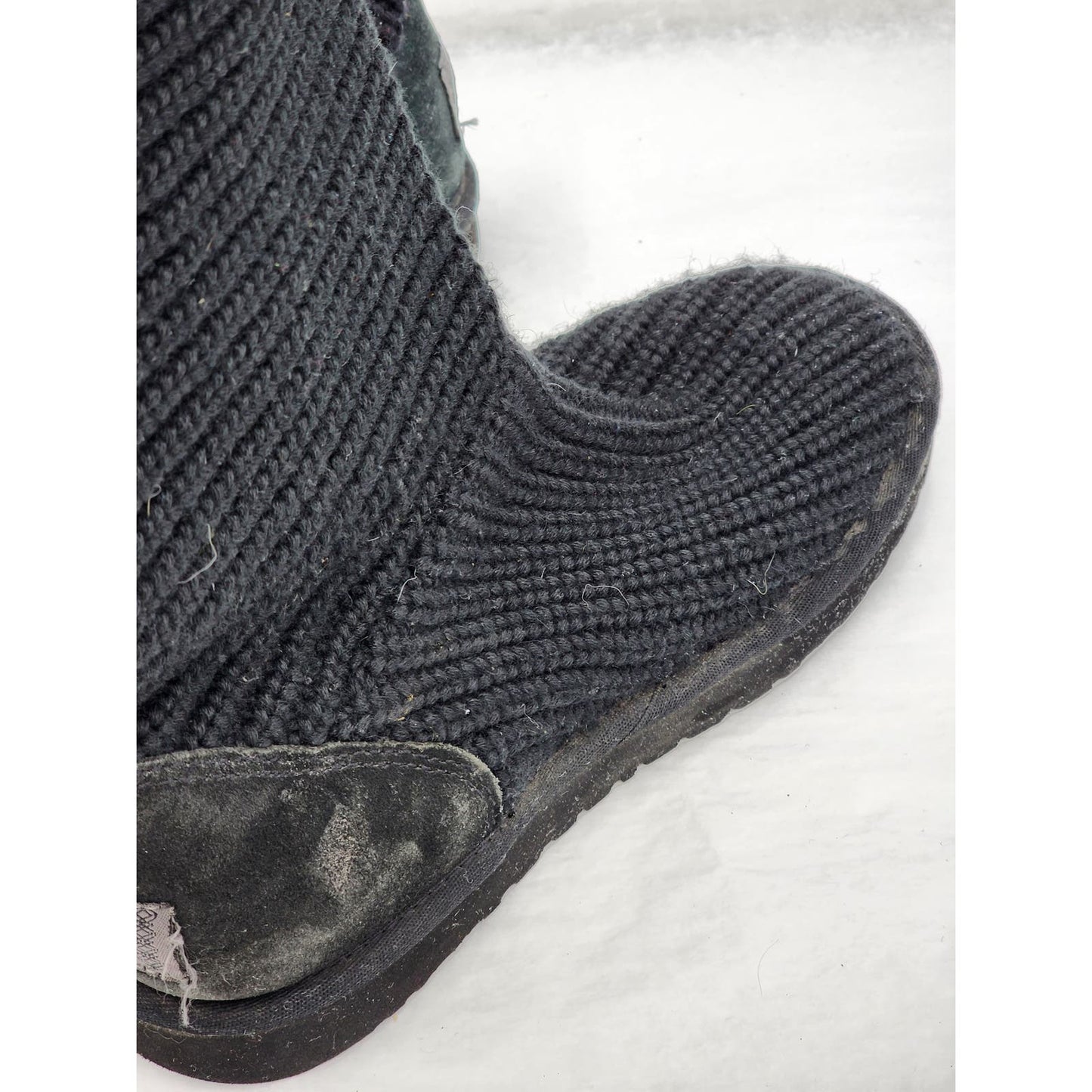 Ugg Boots Women Classic Cardy Winter Knitted Size 7 Black 5819 Mid Calf To Tall
