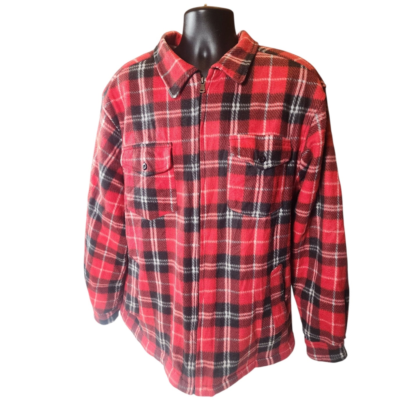 Port Nova Plaid Sherpa Zip Shirt Jacket Men XL Flannel Buffalo Hiking Lumberjack