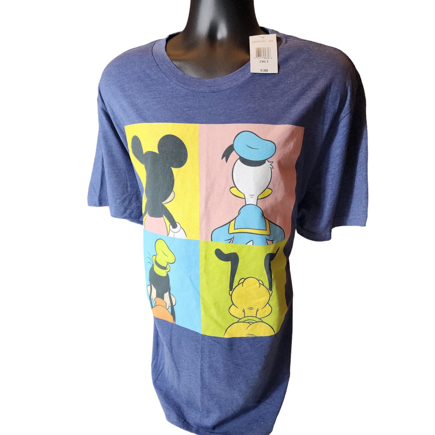 Disney T Shirt Mens 2XLT Mickey Donald Goofy Pluto Graphic Tee Retro Animated