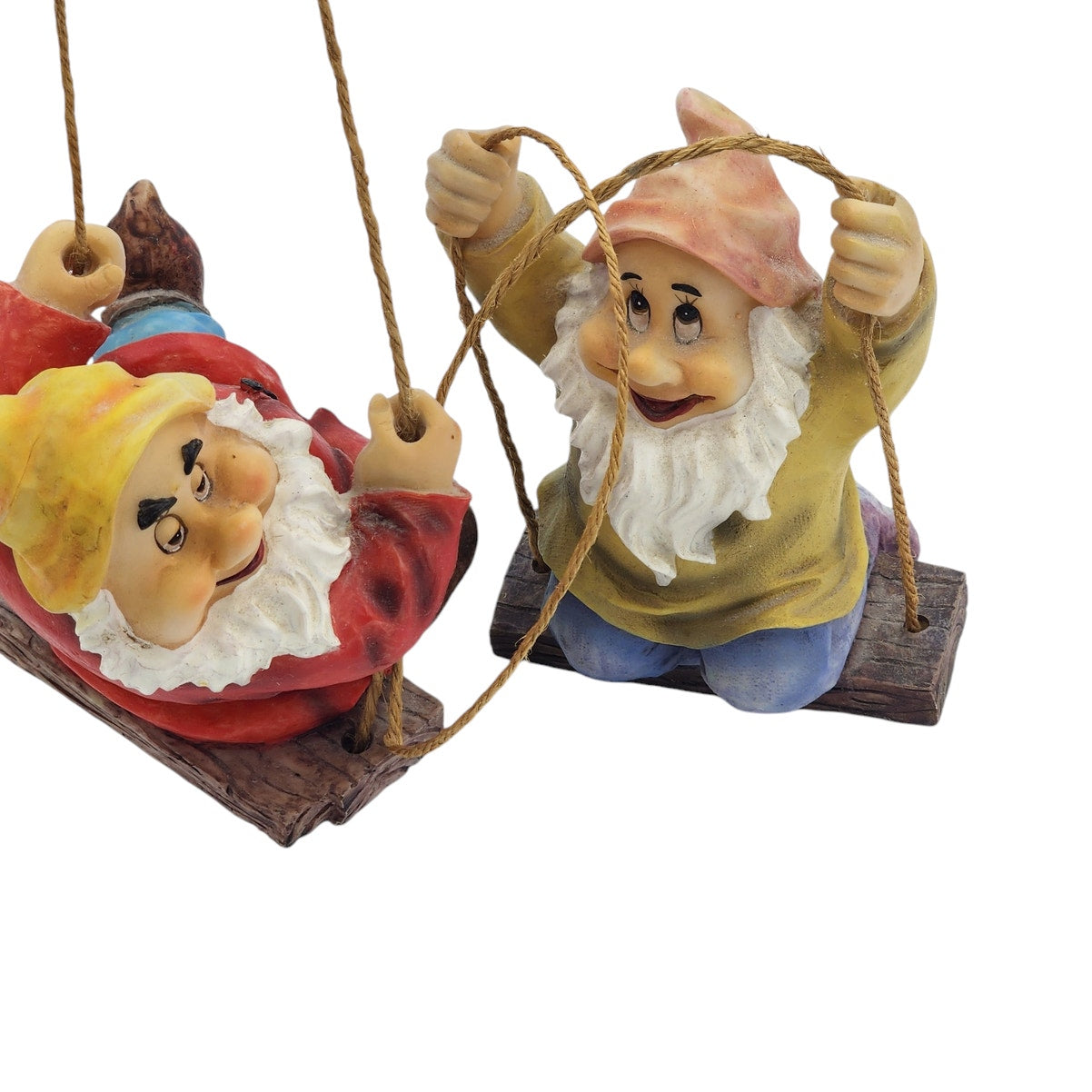 Disney Snow White Seven Dwarfs Swinging Figures Pair Whimsical Happy Bashful