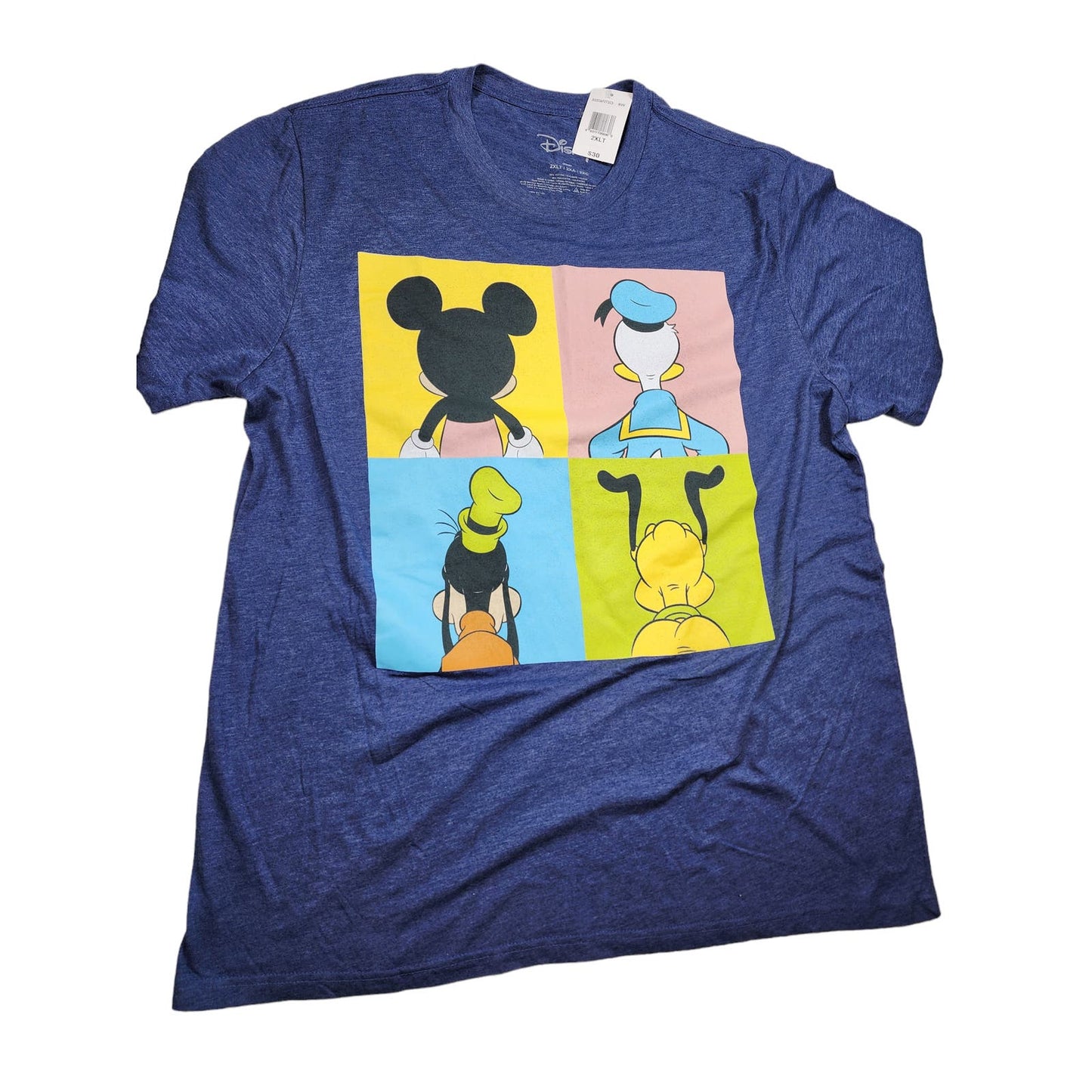 Disney T Shirt Mens 2XLT Mickey Donald Goofy Pluto Graphic Tee Retro Animated