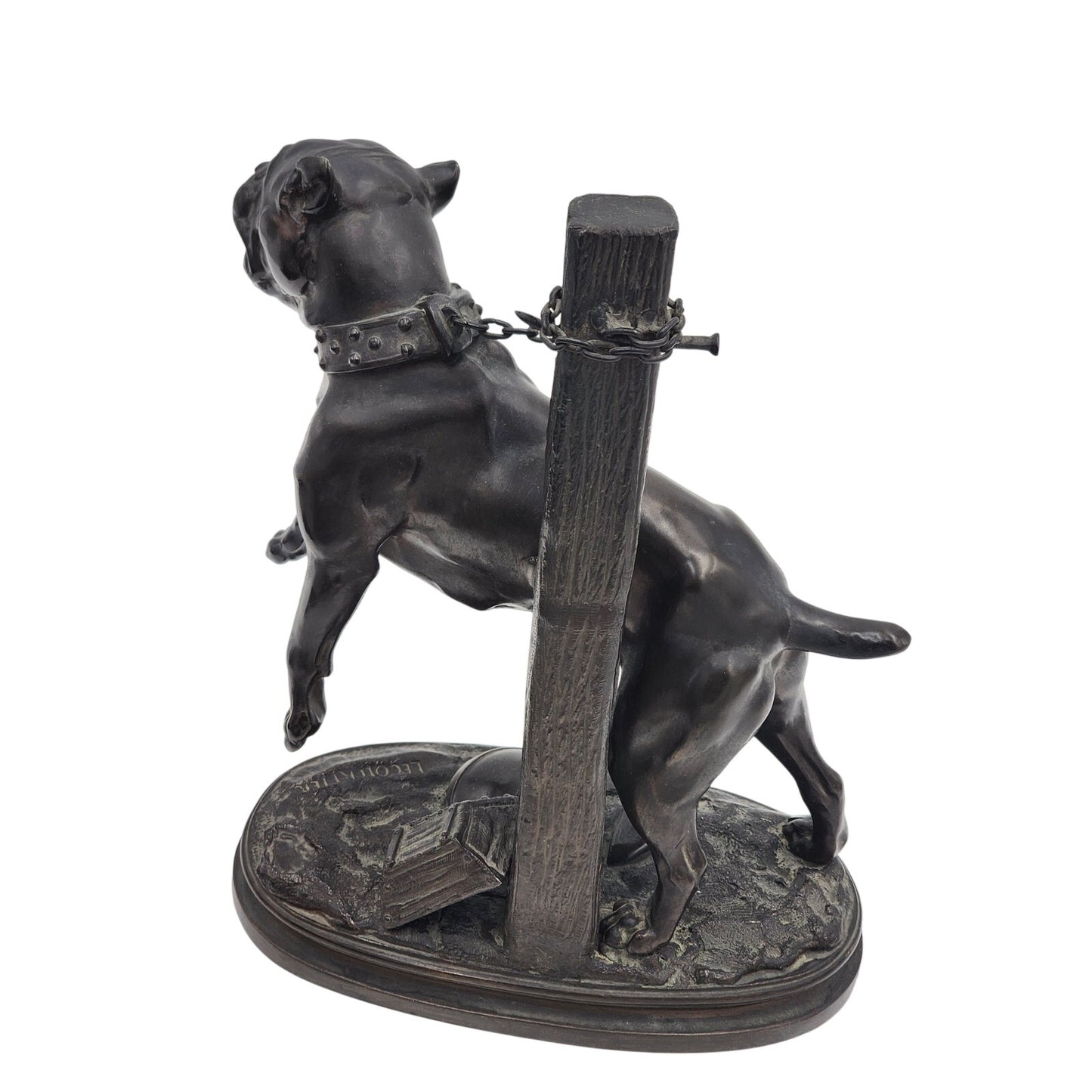 Lecourtier Signed Bronze Bulldog Sculpture French Animalier Statue Vintage 11"