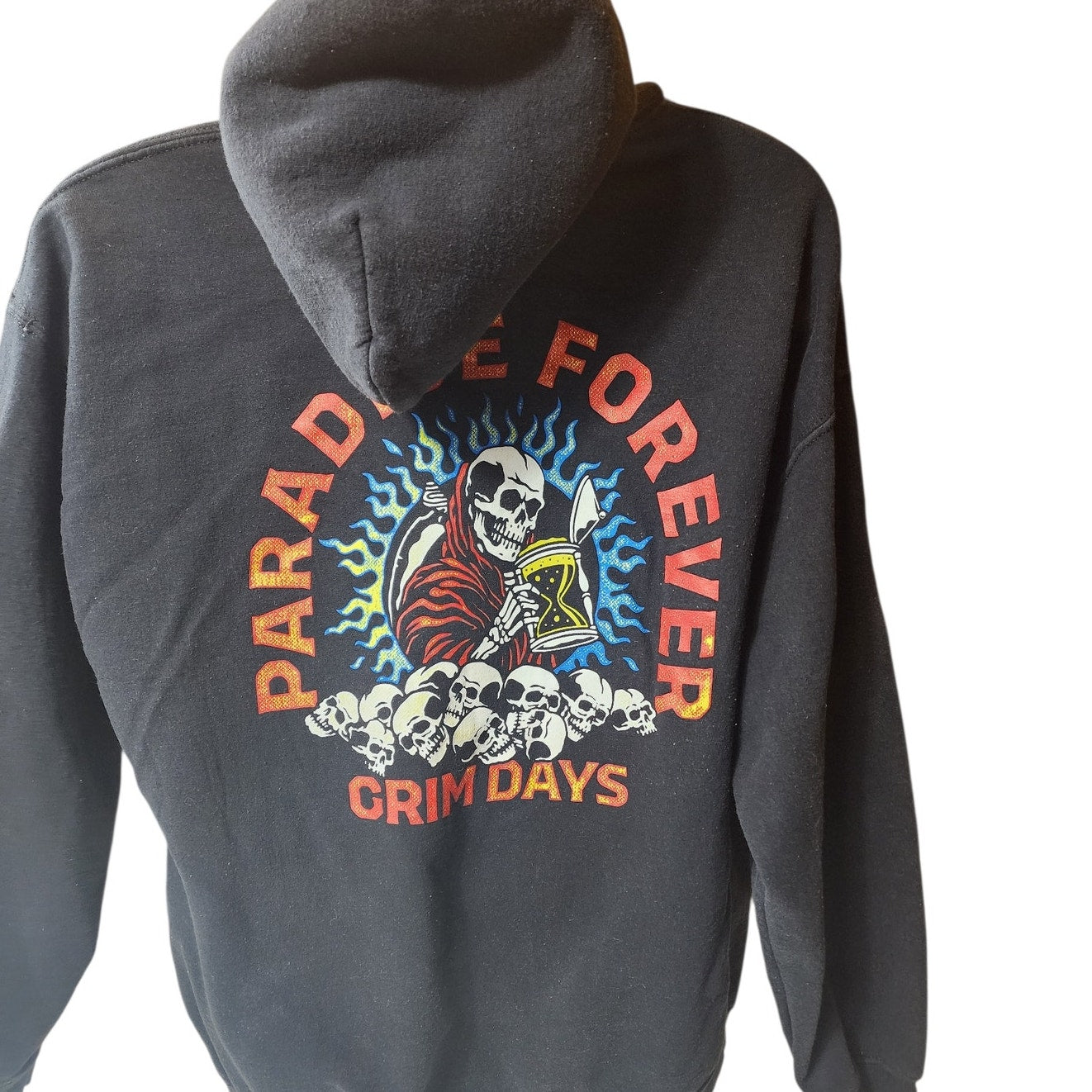 Grim Days Hoodie Men XL Graphic Skull GrimReaper Sweatshirt Paradise Forever Y2K