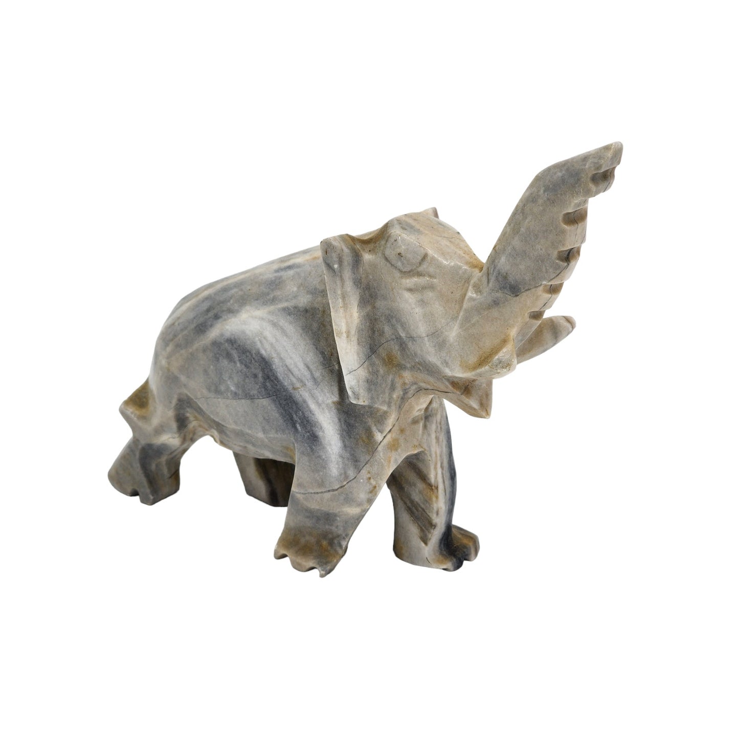 Stone Elephant Figurine Statue Gray Wildlife Shelf Ornament Safari Animal Art 6"