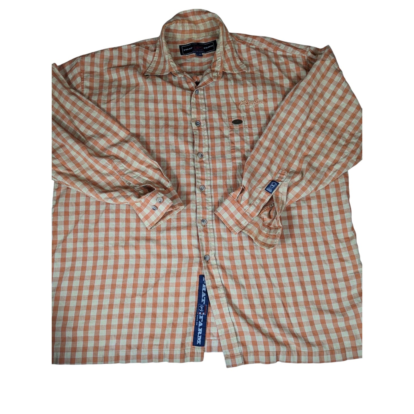 Vintage Phat Farm Shirt Mens XL Button Up Plaid Long Sleeve Checkered Streetwear