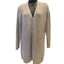 Andrea Behar Womens Large Beige Ribbed Knit Long Cardigan Sweater V Neck Cozy