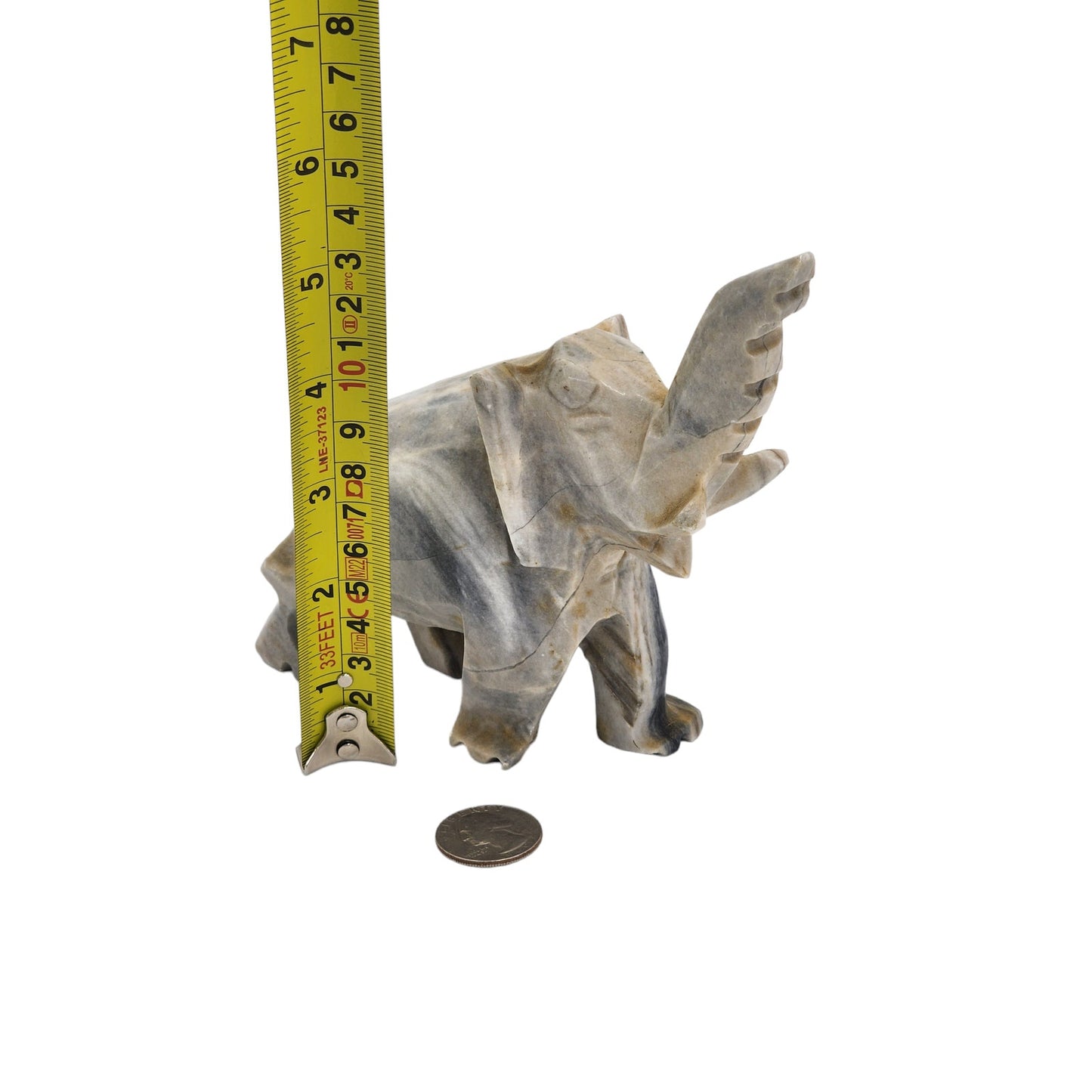 Stone Elephant Figurine Statue Gray Wildlife Shelf Ornament Safari Animal Art 6"